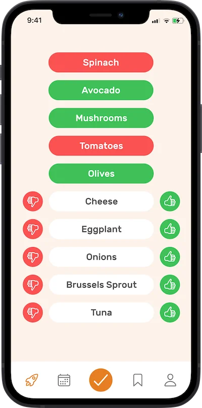 iPhone app preferences selection screen